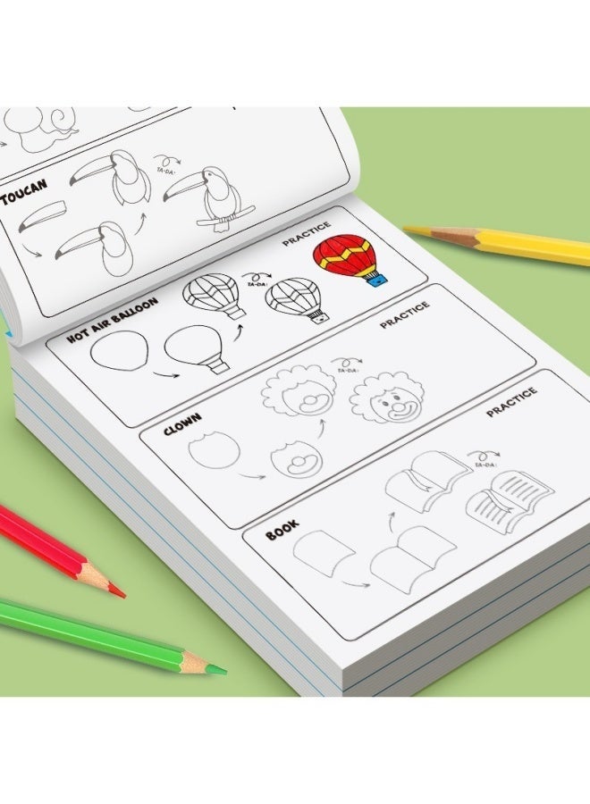 ميتو كتاب تعلم الرسم للأطفال خطوة بخطوة – أكثر من 300 رسمة | تعلم رسم الحيوانات والطعام والأشياء | كتاب أنشطة فنية سهل للمبتدئين من عمر 4 إلى 10 سنوات - Image 2